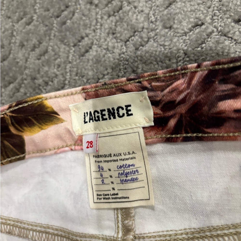 L'AGENCE Cream/Pink Floral Margot High Rise Skinny Ankle Jean Sz 28 EUC - Picture 9 of 11